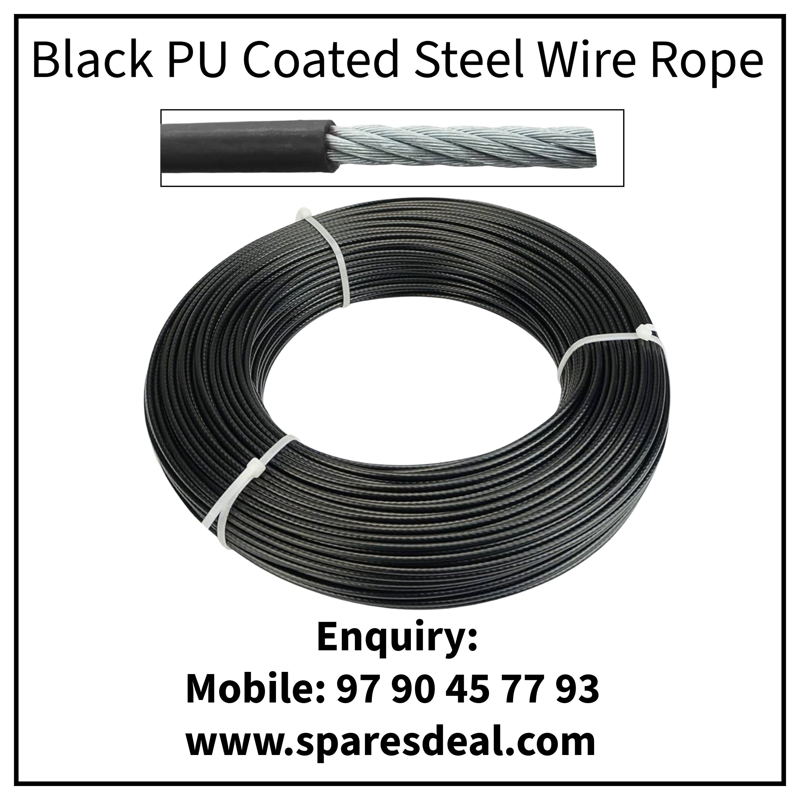 Gym Cable Wire Rope Steel PU/Nylon Coated Black for Gym Machine