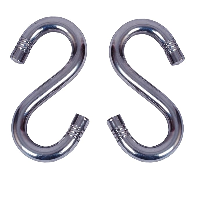 Heavy Duty Stainless Steel for Hanging, Wall Hanging, Curtain Steel, Cradle for Ceiling, S Type Hook, Decorative for Kitchen Wall, Key Hook, Jhula Swing - SparesDeal