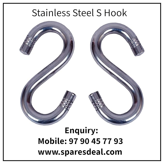 Heavy Duty Stainless Steel for Hanging, Wall Hanging, Curtain Steel, Cradle for Ceiling, S Type Hook, Decorative for Kitchen Wall, Key Hook, Jhula Swing - SparesDeal