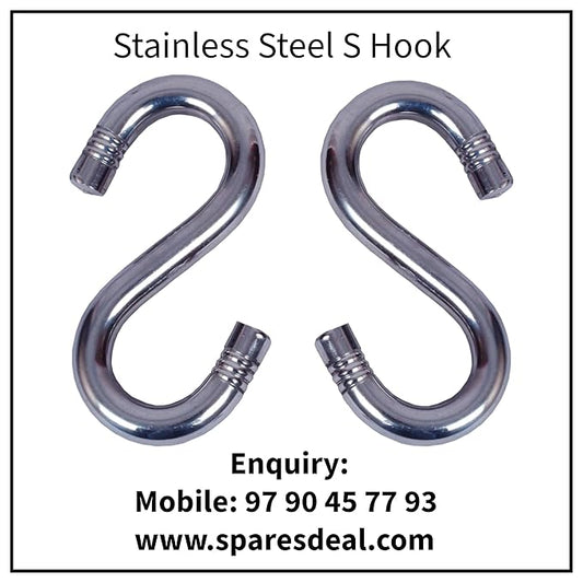 Heavy Duty Stainless Steel for Hanging, Wall Hanging, Curtain Steel, Cradle for Ceiling, S Type Hook, Decorative for Kitchen Wall, Key Hook, Jhula Swing - SparesDeal