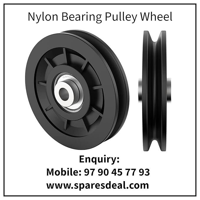 Nylon Ball Bearings Pully Wheel Heavy Duty Gym Equipment Steel Wire Rope V Belt Pulley Wheel, Gym Kit, Pull up bar Wall Mounted Pulley Rope, Home Gym Exercise Equipment 1 Nos - SparesDeal