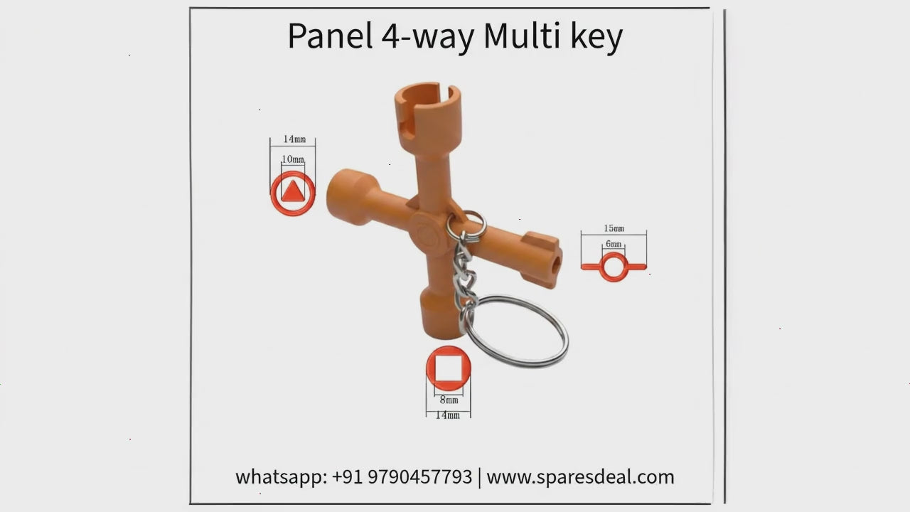 4 Way Multikey Triangle Key | Cabinet, Meter Box, CNC & Electric Panel Unlock Tool | Elevator Panel Key | Polyamide (1 Pc)